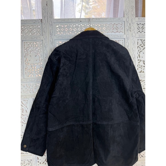 NEW Vtg Eddie Bauer Black Suede Leather Jacket Womens M Fits Larger Grunge Retro - Picture 5 of 8